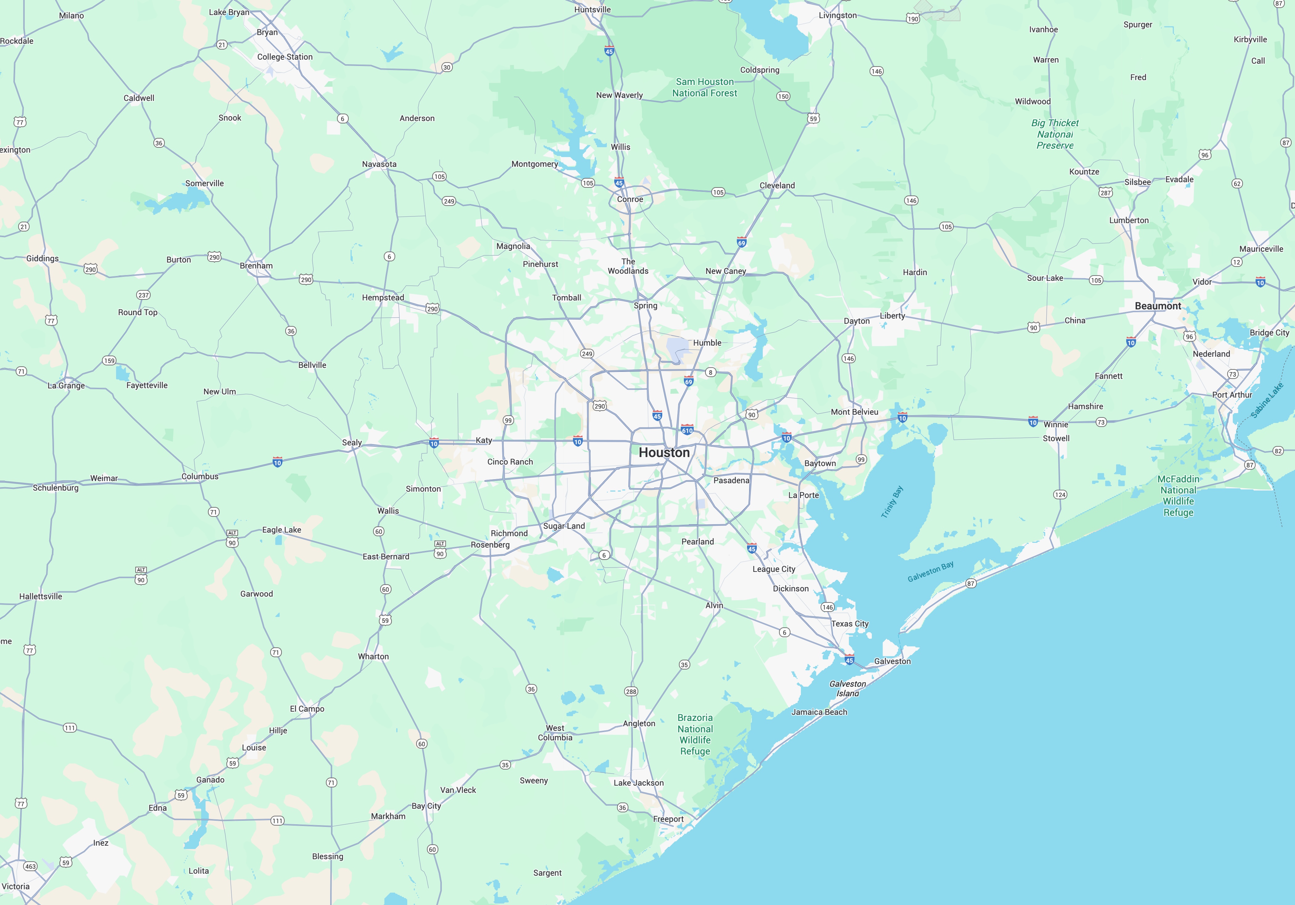 Greater Houston Service Area Map